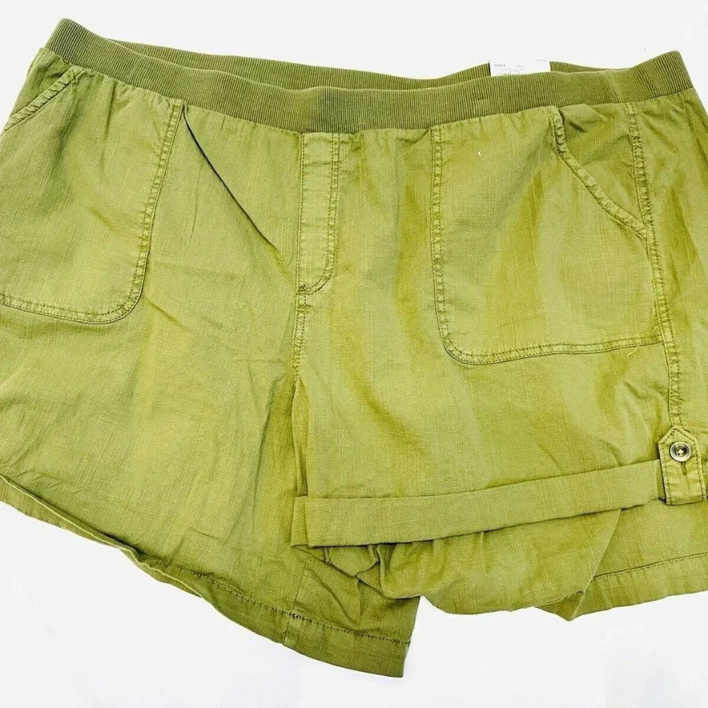NWT SONOMA Women High Rise Pockets Ultra Waistband Green Shorts Plus Size 3X